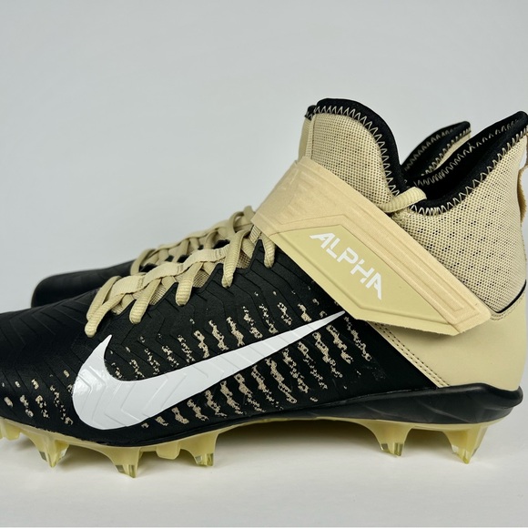 Nike Alpha Menace Pro 2 Mid Gold Black Football Cleats Size 9.5 - Picture 5 of 10